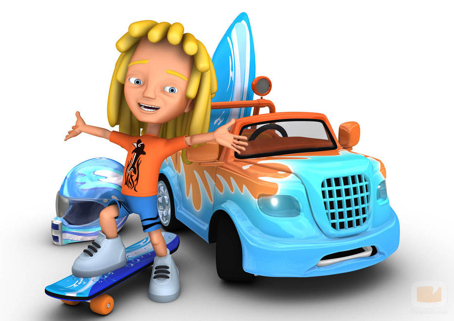 Wave, con su coche azul 