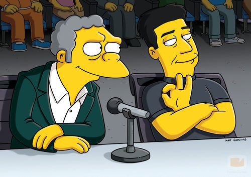 Moe y Simon Cowell en la temporada 21 de la serie