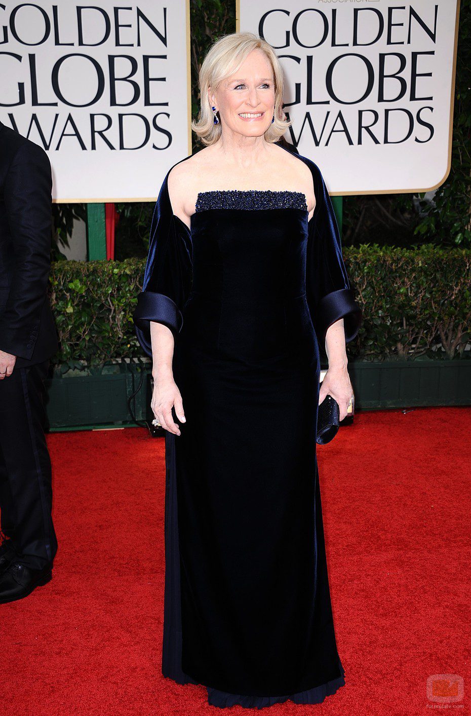 Glenn Close en la alfombra roja de los Globos de Oro 2012