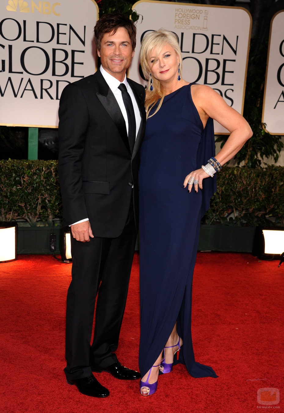 Rob Lowe y Sheryl Berkoff en los Globos de Oro 2012