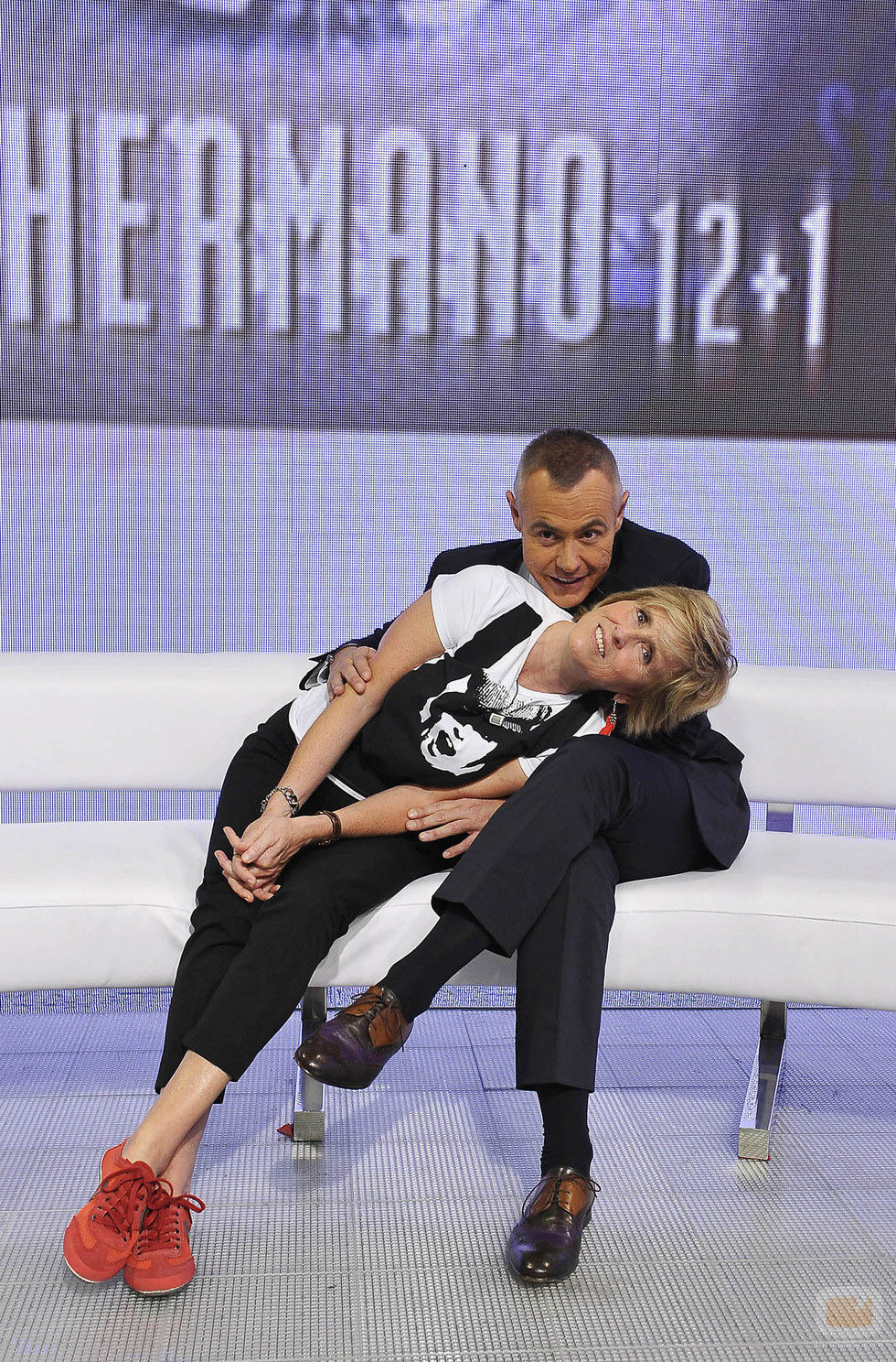 Mercedes Milá y Jordi González en el plató de 'Gran Hermano'