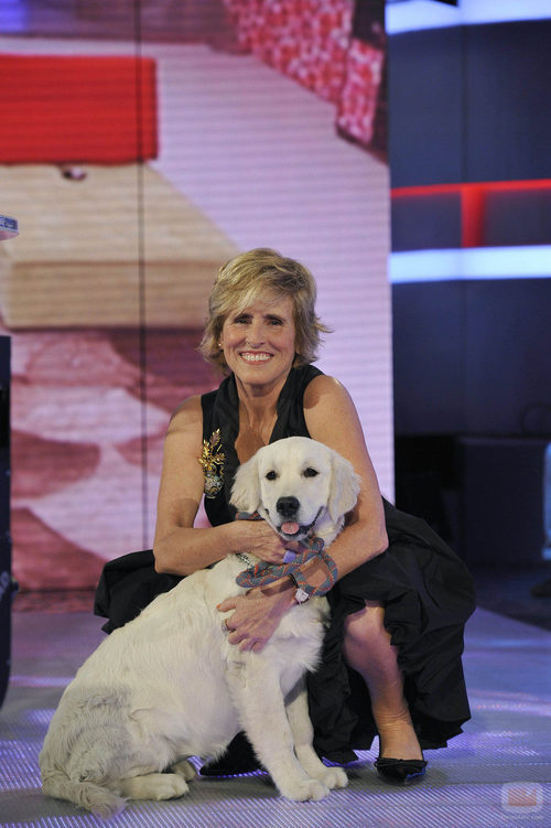 Mercedes Milá y la perra Torso en la final de 'Gran Hermano 12+1'