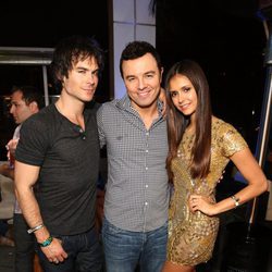 Ian Sommerhalder, Seth MacFarlane y Nina Dobrev en la fiesta de la Comic-Con 2012