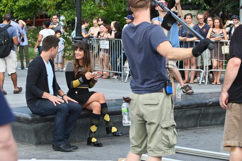 Lea Michele y Dean Geyer ruedan en Washington Square lo nuevo de 'Glee'