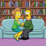 Edna Krabappel y Ned Flanders en la temporada 22 de 'Los Simpson'