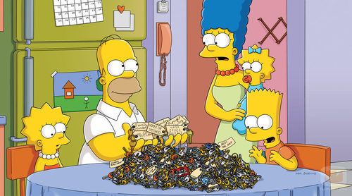 La familia Simpson al completo en la temporada 22 de 'Los Simpson'
