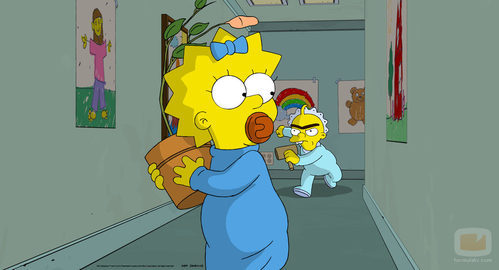 Maggie Simpson huye del bebé de una sola ceja en "El día más largo de Maggie"