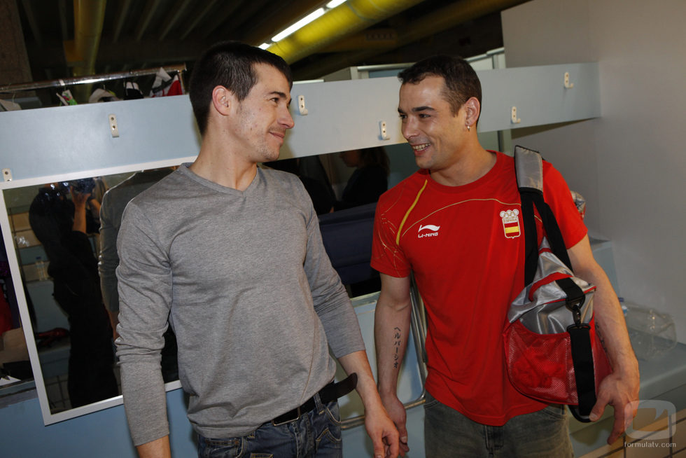 Juan José Ballesta y Gervasio Deferr en los vestuarios de 'Splash! Famosos al agua'