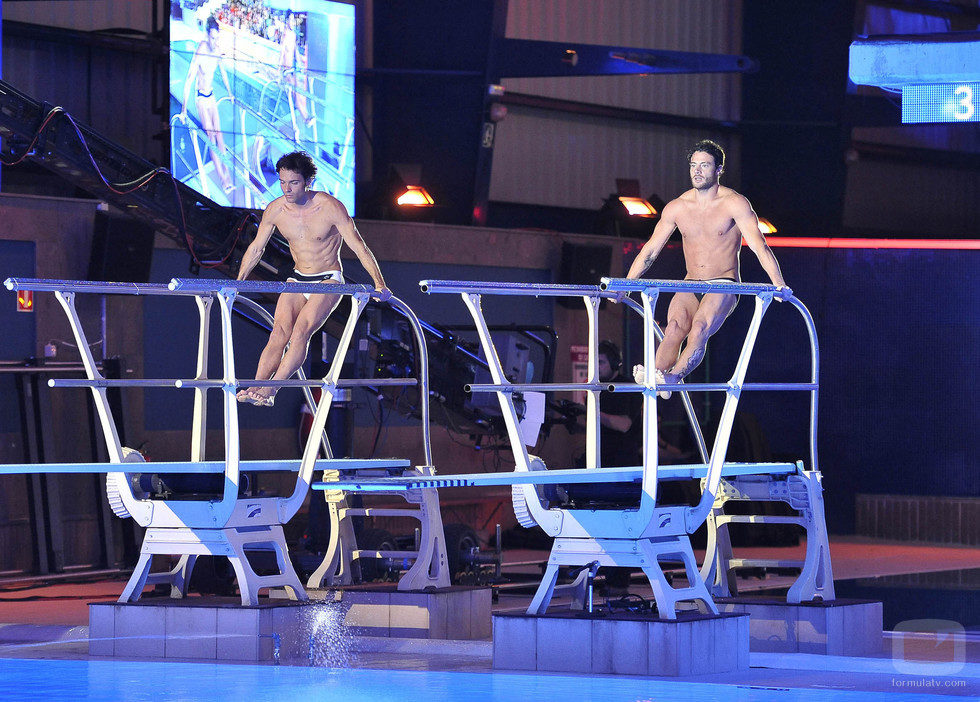 Antonio Rossi y Alessandro Livi saltando juntos en '¡Mira quién salta!'