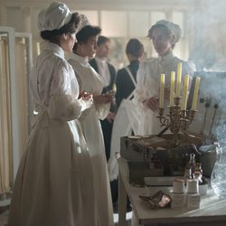 Enfermeras reunidas en el Gran Hotel