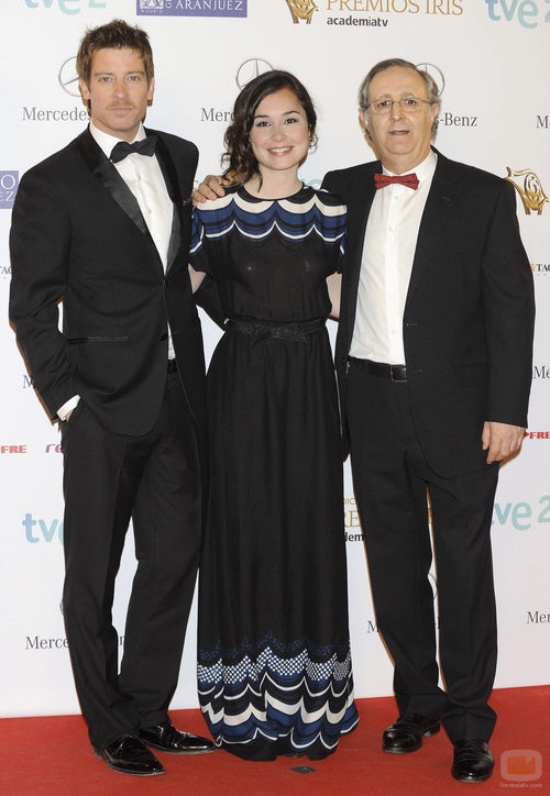 Manu Baqueiro, Nadia de Santiago y José Antonio Sayagués en los Premios Iris 2013