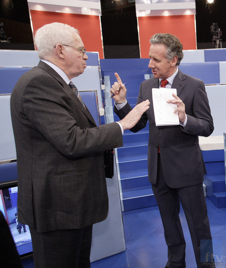El seleccionador Luis Aragones con Lorenzo Milá