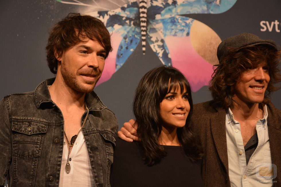 David Feito, Raquel del Rosario y Juan Luis Suárez posan preparados para el Festival de Eurovisión 2013