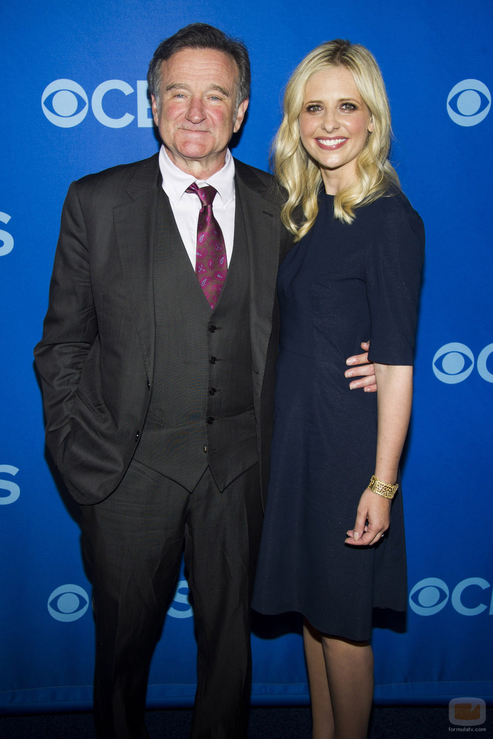 Robin Williams y Sarah Michelle Gellar en los Upfronts 2013 de CBS