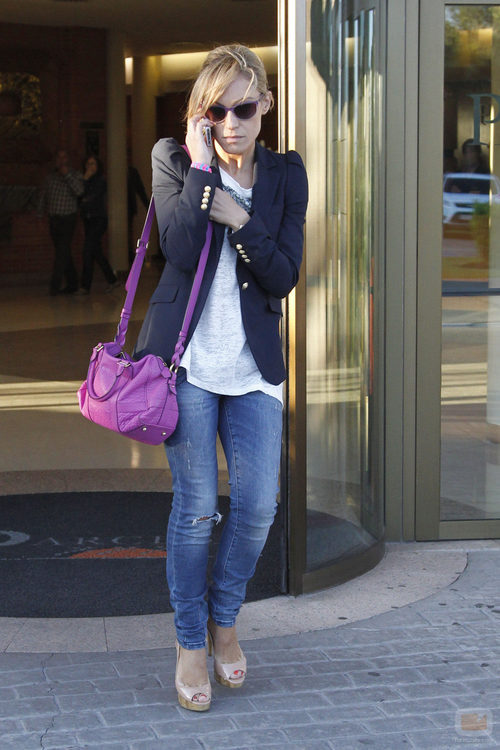 Luján Argüelles en el tanatorio de Mario Biondo