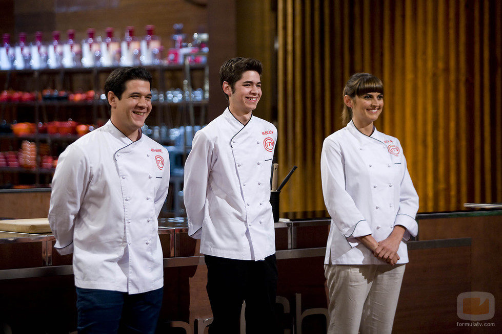 Juan Manuel, Fabián y Eva, en la final de 'MasterChef'