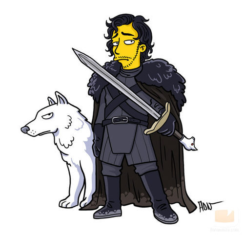 Jon Nieve y Fantasma, de 'Juego de tronos', quedarían así en 'Los Simpson'