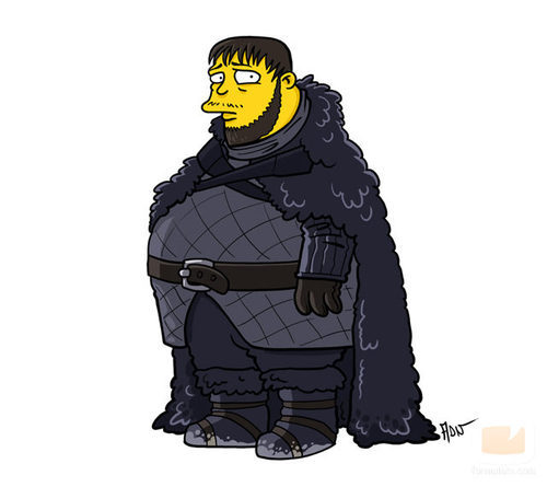Samwell Tarly, de 'Juego de tronos', dibujado como un personaje de 'Los Simpson'
