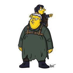 Hodor y Bran Stark amarillos, si estuvieran en 'Los Simpson'