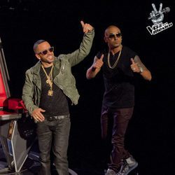Wisin & Yandel a su entrada en el plató de 'La Voz... México'