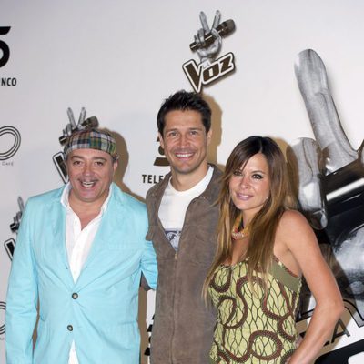 Isidro Montalvo, Jaime Cantizano y Mar Montoro en la presentación de 'La voz'