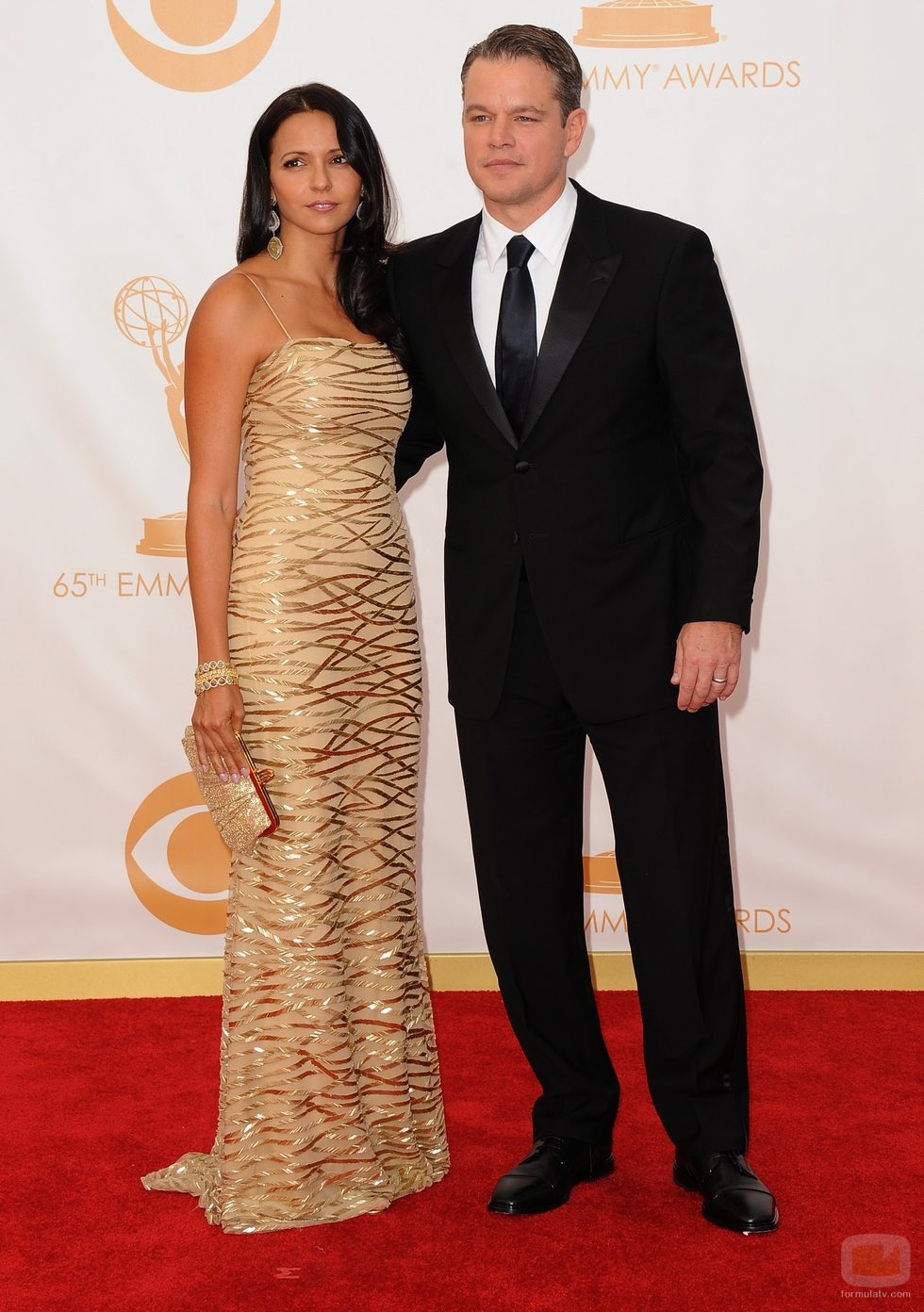 Luciana Barroso y Matt Damon en la alfombra roja de los Emmy 2013