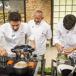 Karlos Arguiñano con Javier Estévez y Miguel Cobo en 'Top Chef'