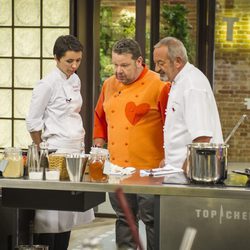 Elisabeth Julianne, Alberto Chicote y Karlos Arguiñano en 'Top Chef'