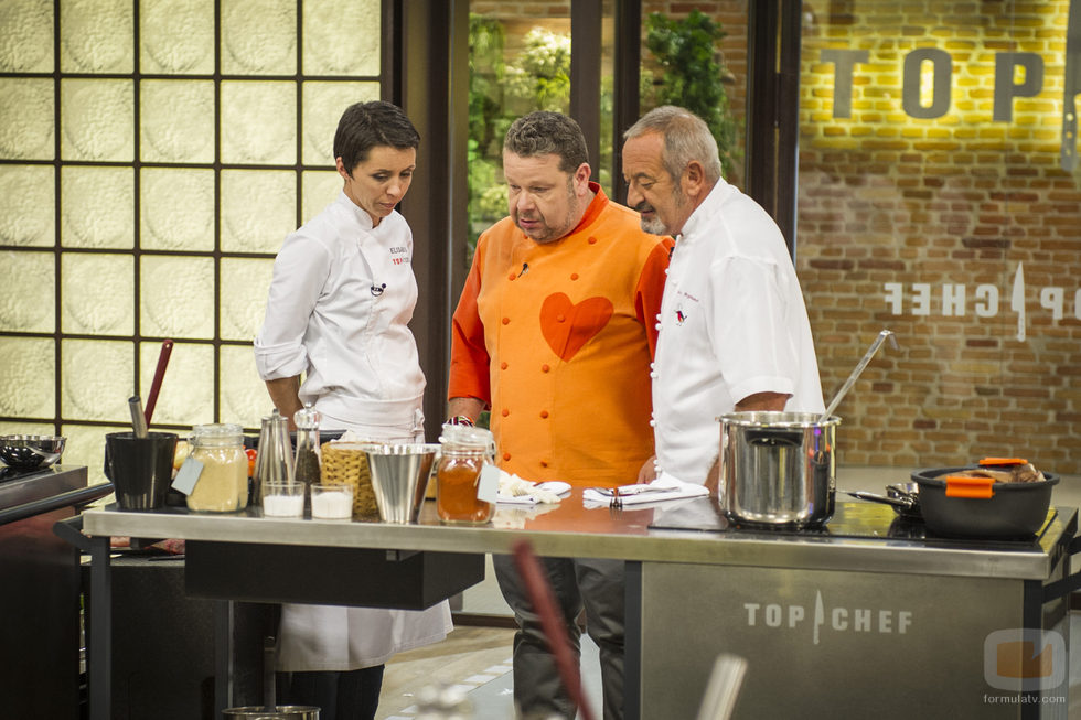 Elisabeth Julianne, Alberto Chicote y Karlos Arguiñano en 'Top Chef'