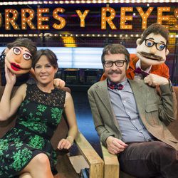 Mara Torres y Joaquín Reyes junto a sus versiones Lunnis