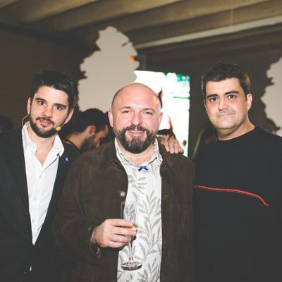 Mariano Baselga, Miguel Albaladejo y Andrés Arenas en la fiesta del 5º aniversario del Grupo Secuoya