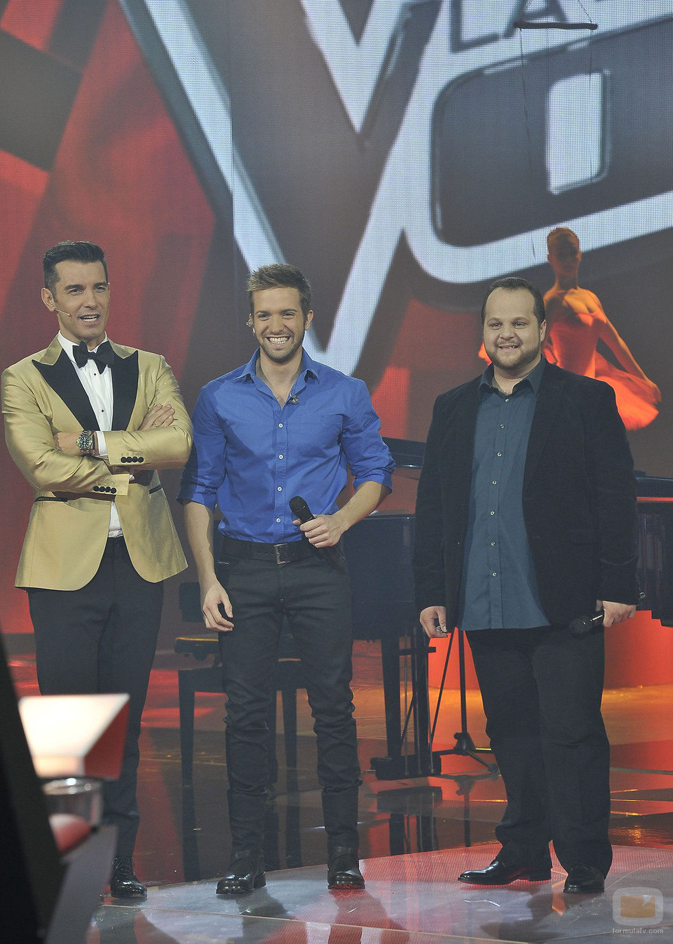 Jesús Vázquez, Pablo Alborán y David Barrull en 'La voz'
