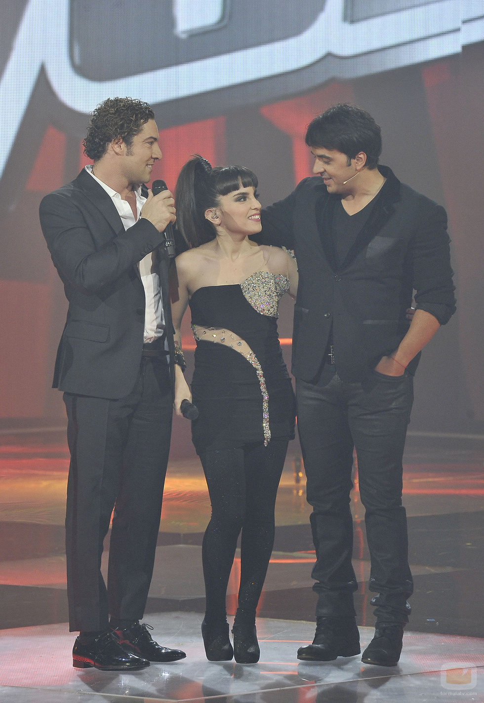 David Bisbal, Dina Arriaza y Luis Fonsi en 'La voz'
