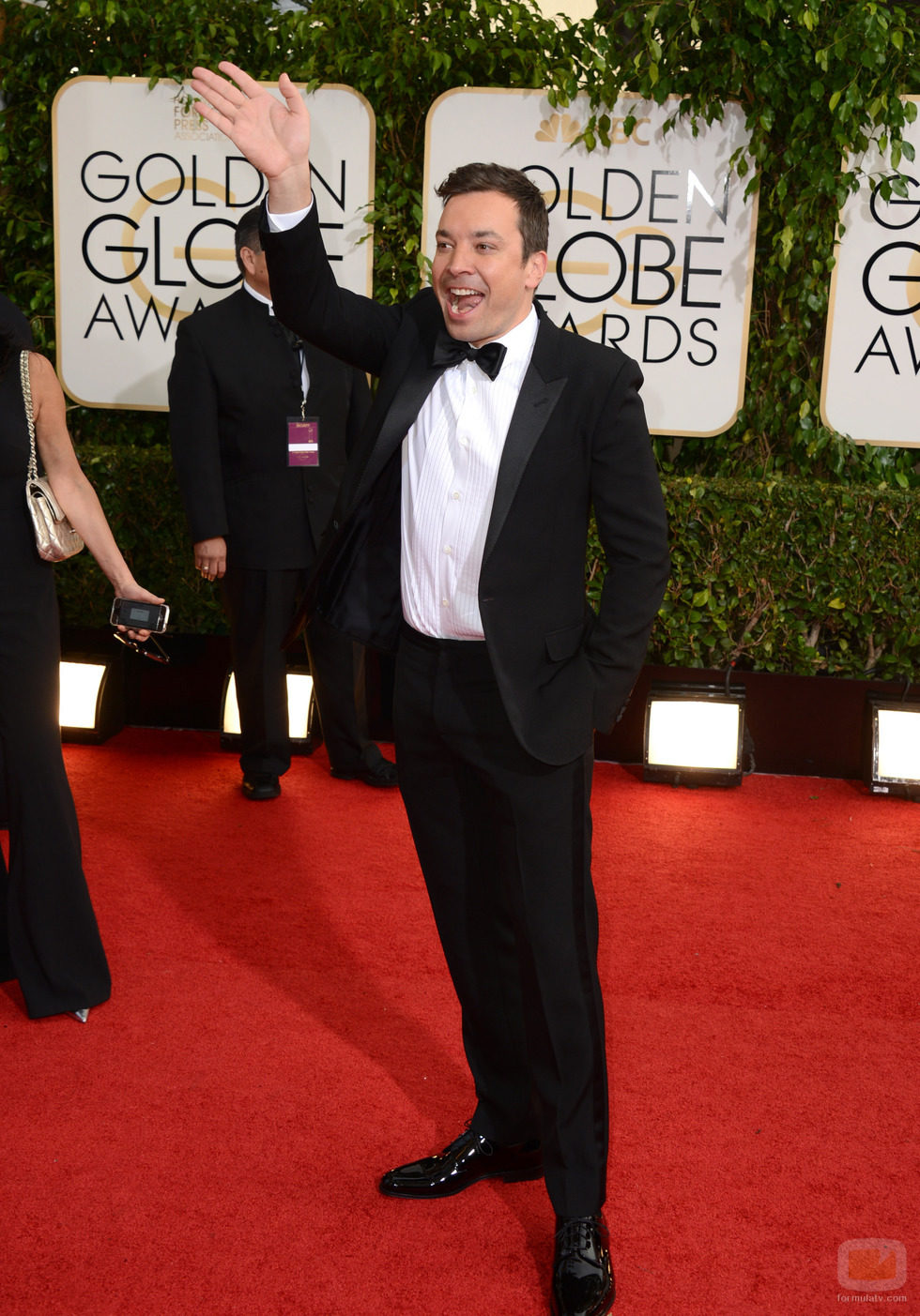 Jimmy Fallon en la alfombra roja de los Globos de Oro 2014