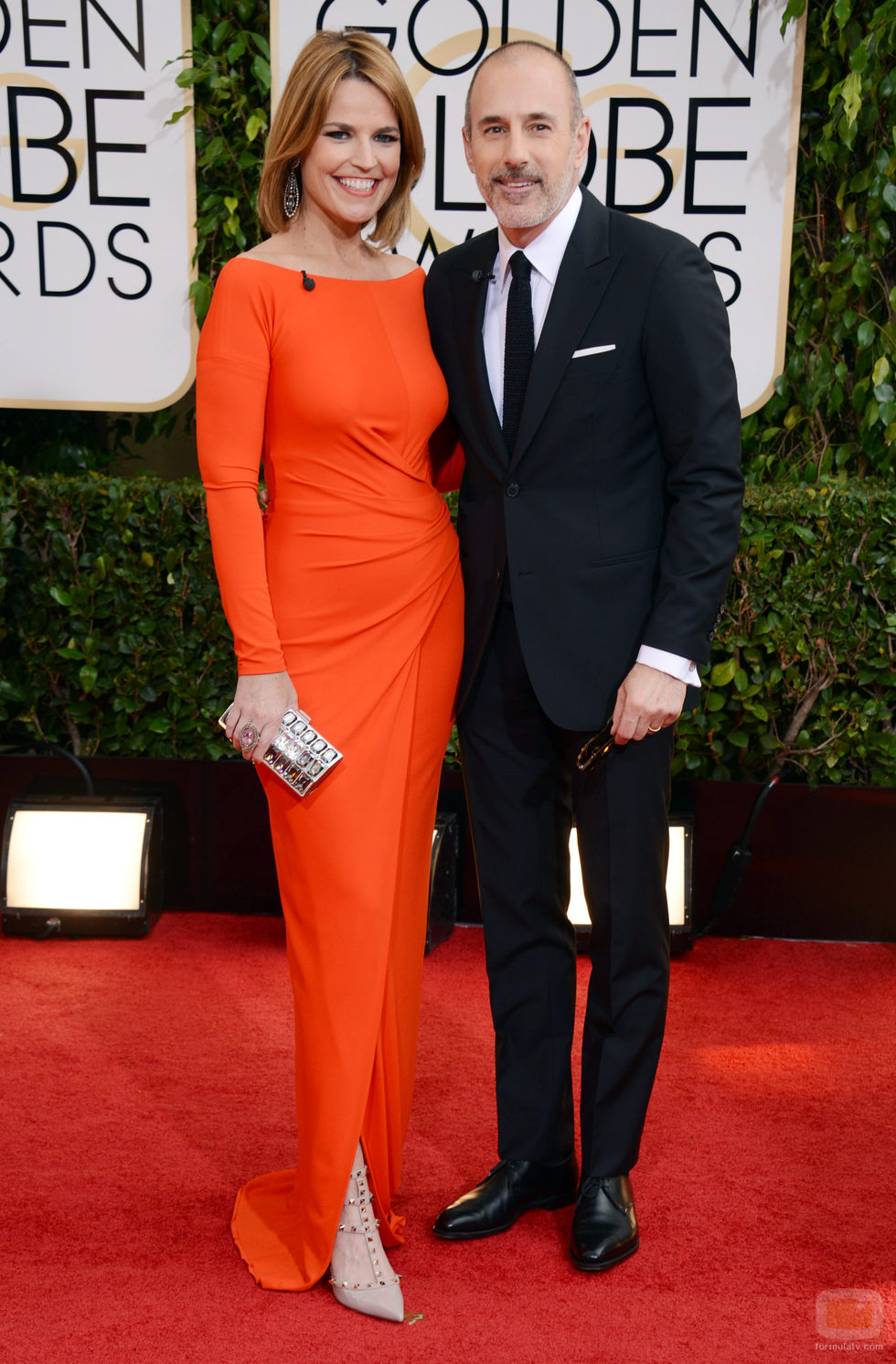 Matt Lauer y Savannah Guthrie en los Globos de Oro 2014