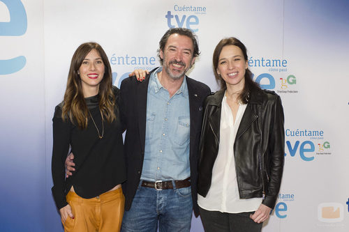 Bárbara Goenaga, Ginés García Millán y Ariadna Gil en la presentación de la nueva temporada de 'Cuéntame cómo pasó'