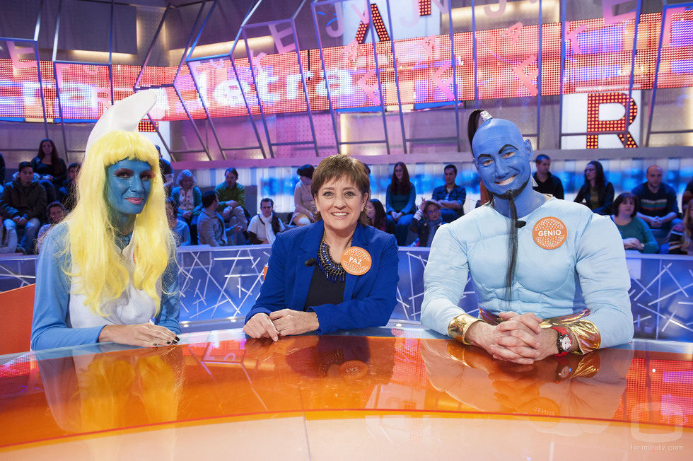 Elia Galera, Paz Herrera y Pedro García Aguado disfrazados en 'Pasapalabra'