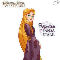 La princesa Rapunzel como Sansa Stark, de 'Juego de tronos'