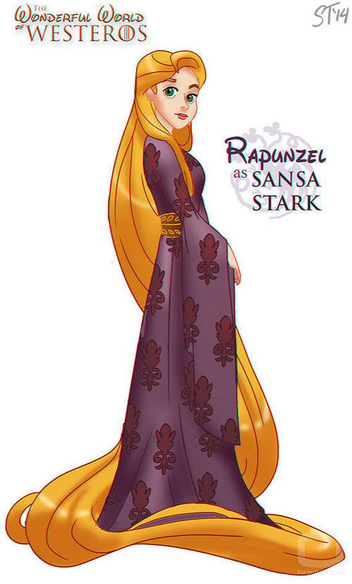 La princesa Rapunzel como Sansa Stark, de 'Juego de tronos'