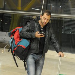 Antonio Tejado, en el aeropuerto a punto de partir a 'Supervivientes 2014'