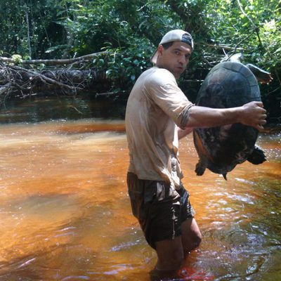 Frank Cuesta con una tortuga en 'Wild Frank'