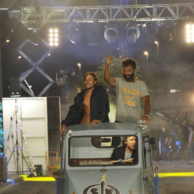 Abraham García y Rafa Lomana a su llegada a Telecinco