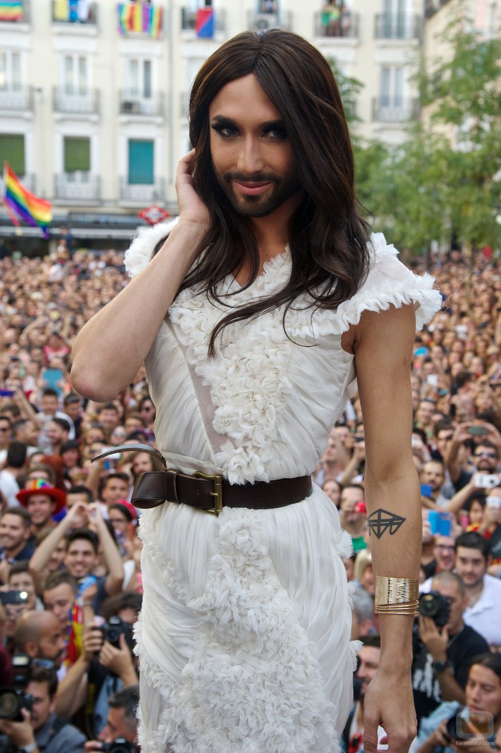 Conchita Wurst durante el pregón del Orgullo Gay 2014 en Madrid