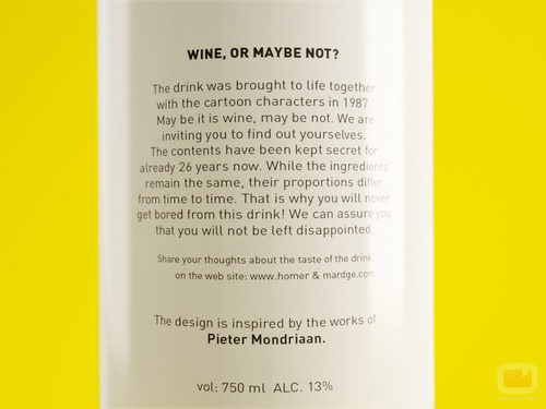 Etiqueta de los envases no autorizados de 'Los Simpson'