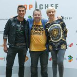 Yayo Daporta, Alberto Chicote y Susi Díaz en la presentación de 'Top Chef'
