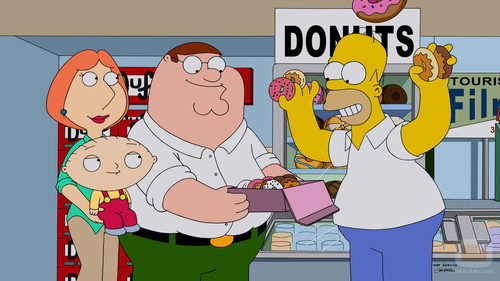 Homer Simpson se come los donuts de los Griffin