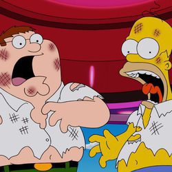 Homer Simpson y Peter Griffin destrozados