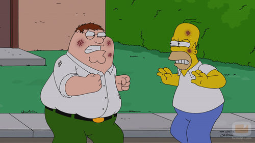 Peter Griffin y Homer Simpson se pelean