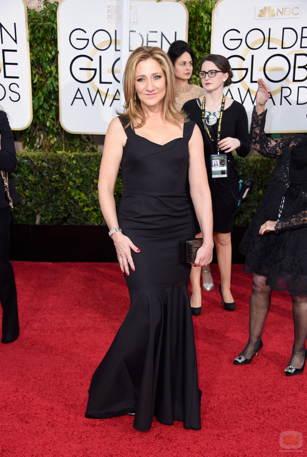 Edie Falco en la alfombra roja de los Globos de Oro 2015