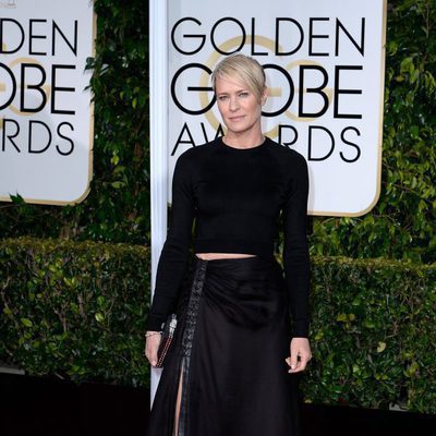 Robin Wright en la alfombra roja de los Globos de Oro 2015